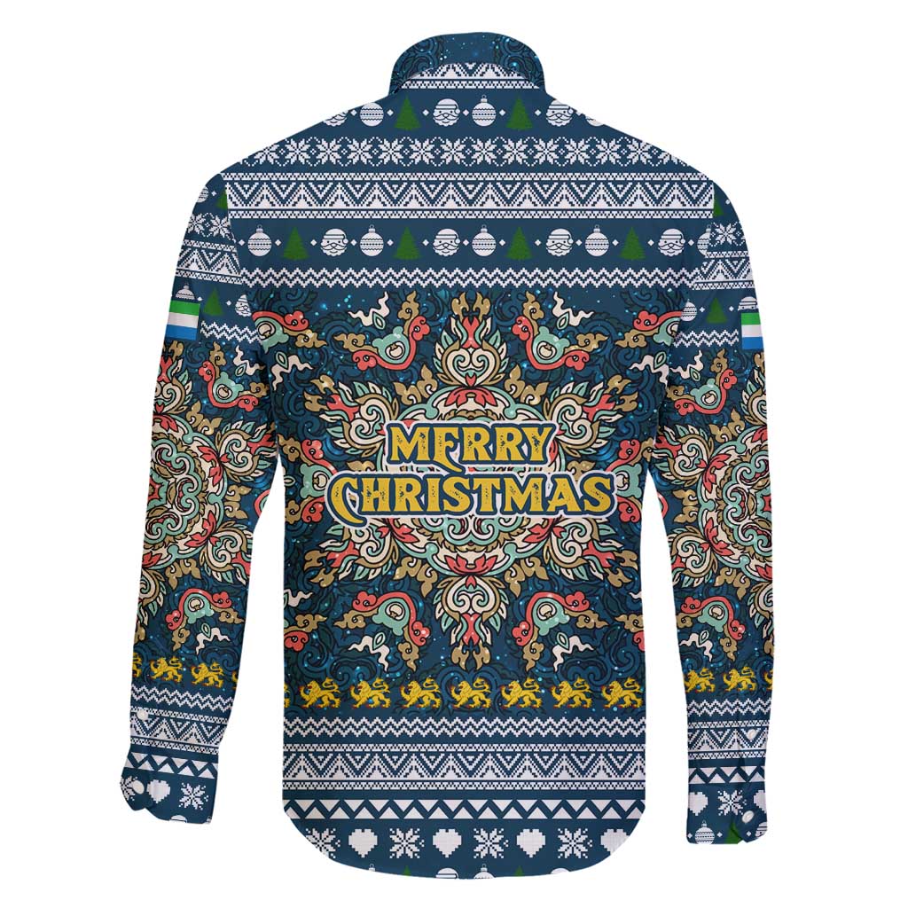 Sierra Leone Christmas Family Matching Short Sleeve Bodycon Dress and Hawaiian Shirt with Ornamental Pattern, National Coat of Arms, and Festive Motif - Wonder Print Shop