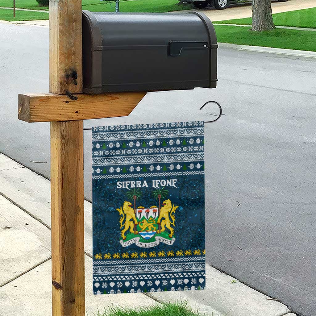 Sierra Leone Christmas Garden Flag with Ornamental Pattern, National Coat of Arms, and Festive Motif - Wonder Print Shop