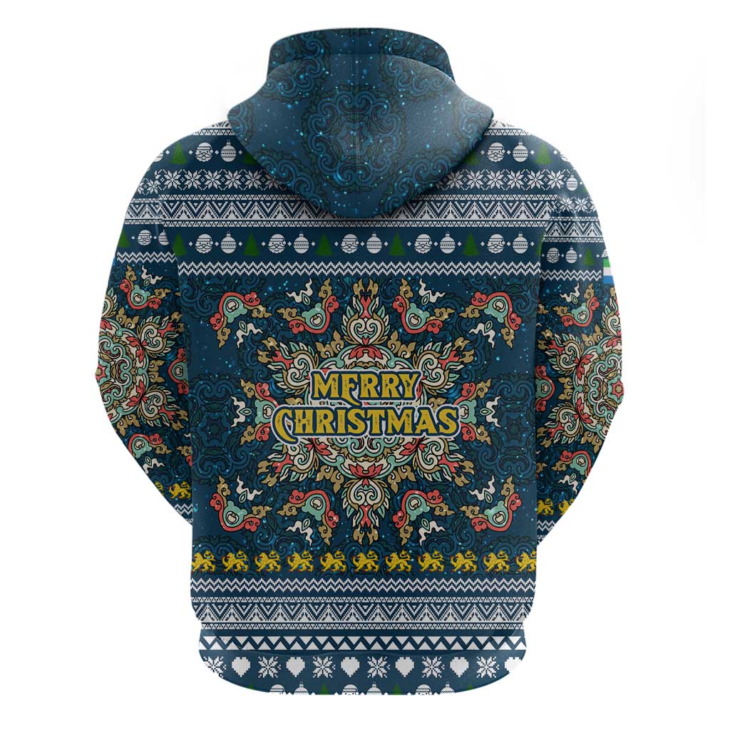 Sierra Leone Christmas Hoodie with Ornamental Pattern, National Coat of Arms, and Festive Motif - Wonder Print Shop