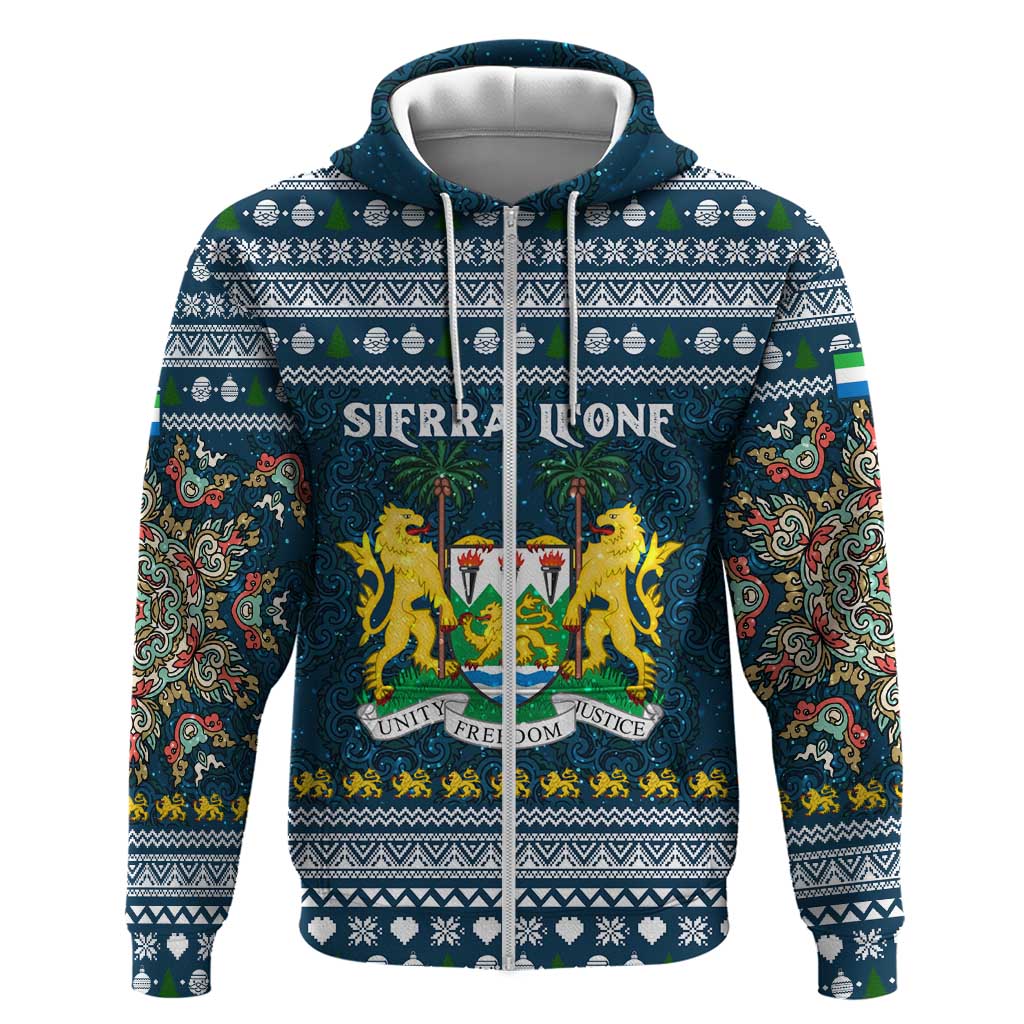 Sierra Leone Christmas Hoodie with Ornamental Pattern, National Coat of Arms, and Festive Motif - Wonder Print Shop