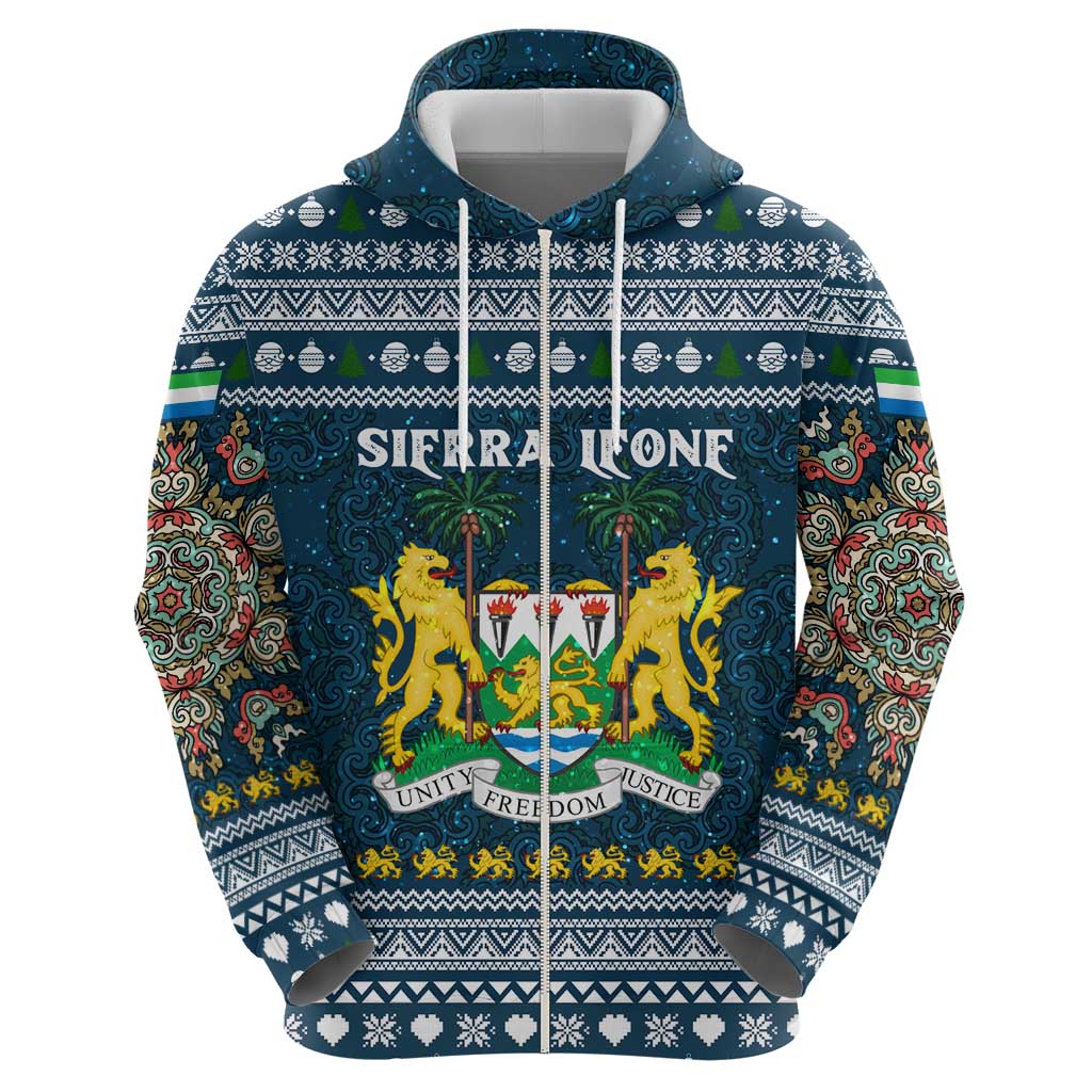 Sierra Leone Christmas Hoodie with Ornamental Pattern, National Coat of Arms, and Festive Motif - Wonder Print Shop