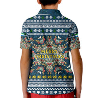 Sierra Leone Christmas Kid Polo Shirt with Ornamental Pattern, National Coat of Arms, and Festive Motif - Wonder Print Shop