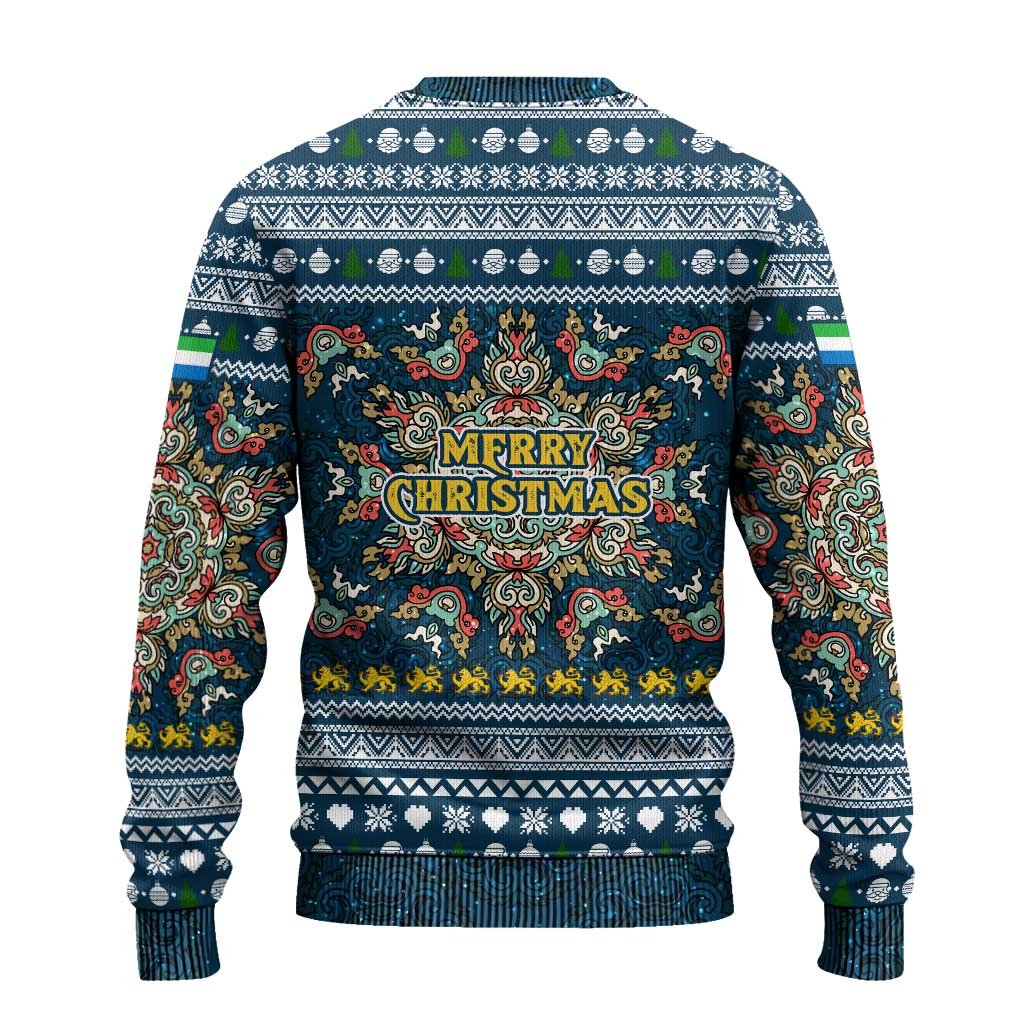 Sierra Leone Christmas Ugly Christmas Sweater with Ornamental Pattern, National Coat of Arms, and Festive Motif - Wonder Print Shop