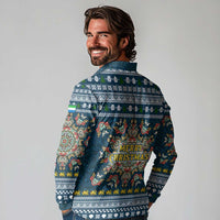 Sierra Leone Christmas Long Sleeve Polo Shirt with Ornamental Pattern, National Coat of Arms, and Festive Motif - Wonder Print Shop