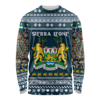 Sierra Leone Christmas Long Sleeve Shirt with Ornamental Pattern, National Coat of Arms, and Festive Motif - Wonder Print Shop