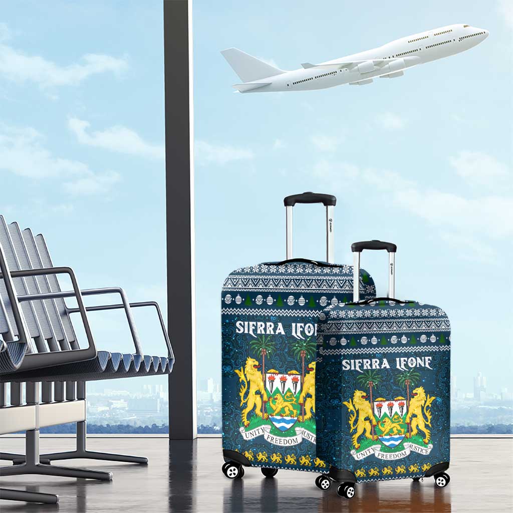 Sierra Leone Christmas Luggage Cover with Ornamental Pattern, National Coat of Arms, and Festive Motif - Wonder Print Shop