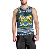 Sierra Leone Christmas Men Tank Top with Ornamental Pattern, National Coat of Arms, and Festive Motif - Wonder Print Shop