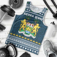 Sierra Leone Christmas Men Tank Top with Ornamental Pattern, National Coat of Arms, and Festive Motif - Wonder Print Shop
