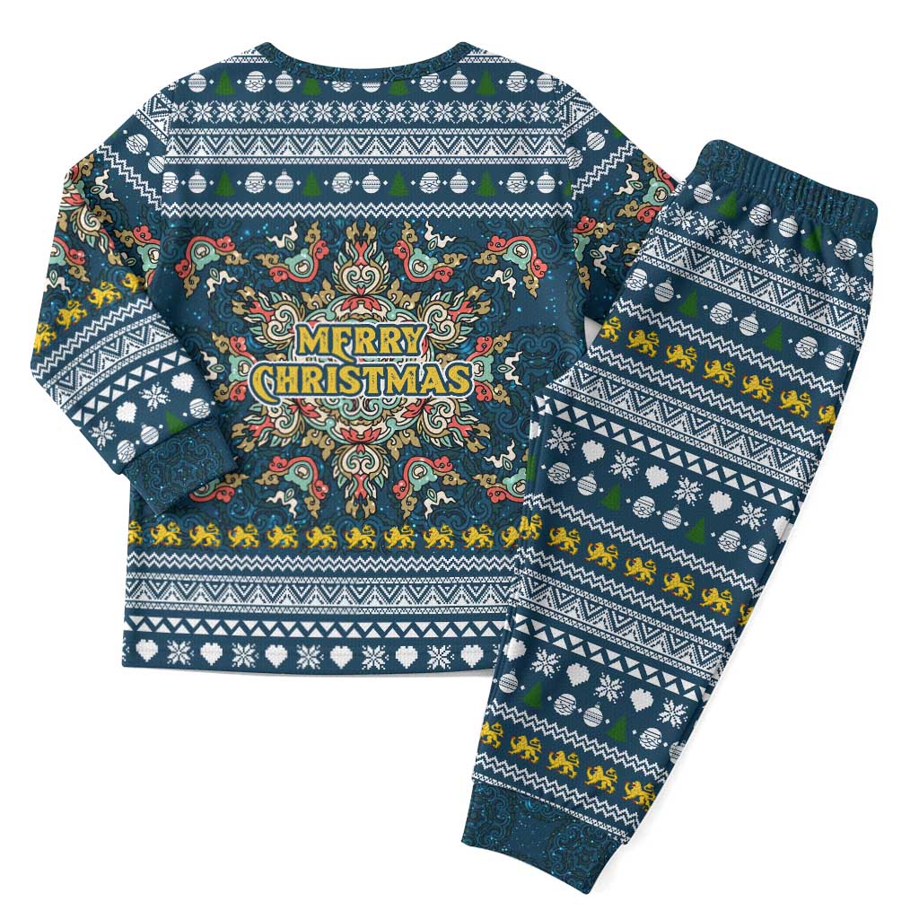 Sierra Leone Christmas Pajama Set with Ornamental Pattern, National Coat of Arms, and Festive Motif - Wonder Print Shop