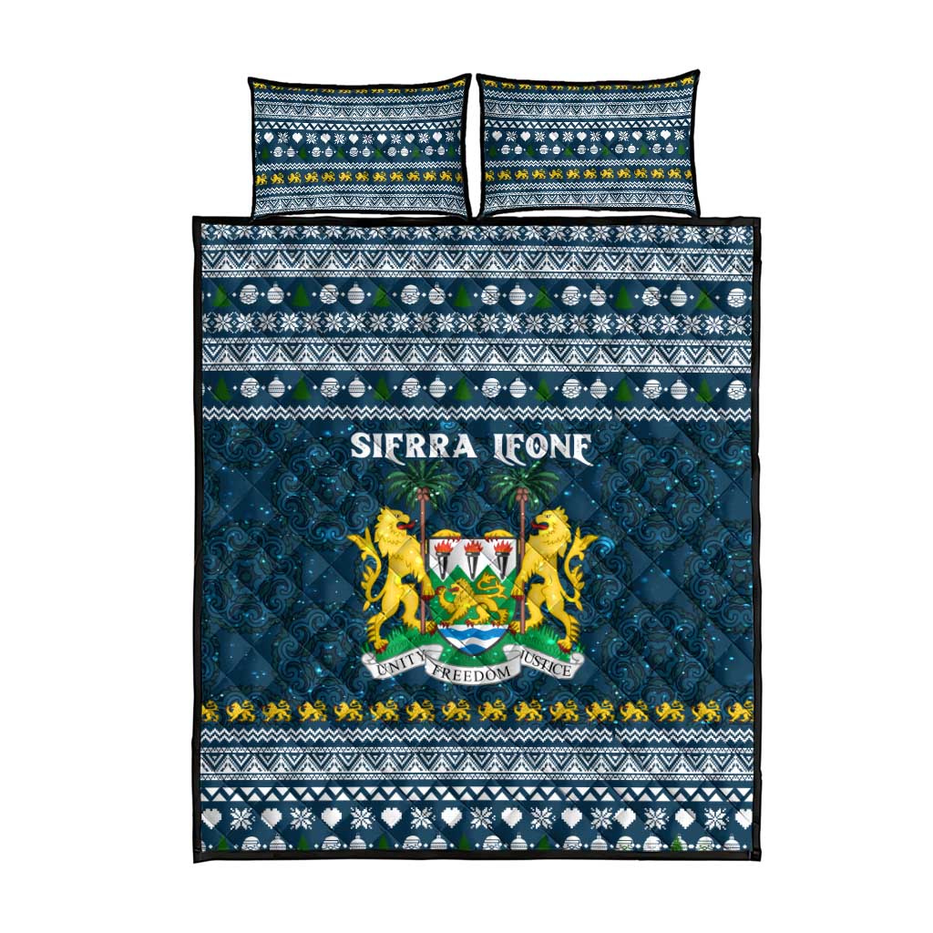 Sierra Leone Christmas Quilt Bed Set with Ornamental Pattern, National Coat of Arms, and Festive Motif - Wonder Print Shop