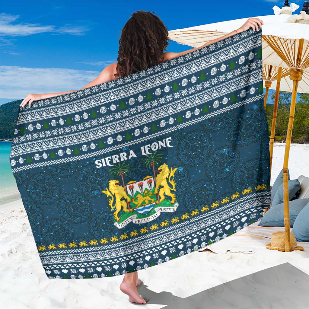 Sierra Leone Christmas Sarong with Ornamental Pattern, National Coat of Arms, and Festive Motif - Wonder Print Shop