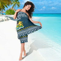 Sierra Leone Christmas Sarong with Ornamental Pattern, National Coat of Arms, and Festive Motif - Wonder Print Shop