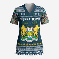 Sierra Leone Christmas Scrub Top with Ornamental Pattern, National Coat of Arms, and Festive Motif - Wonder Print Shop
