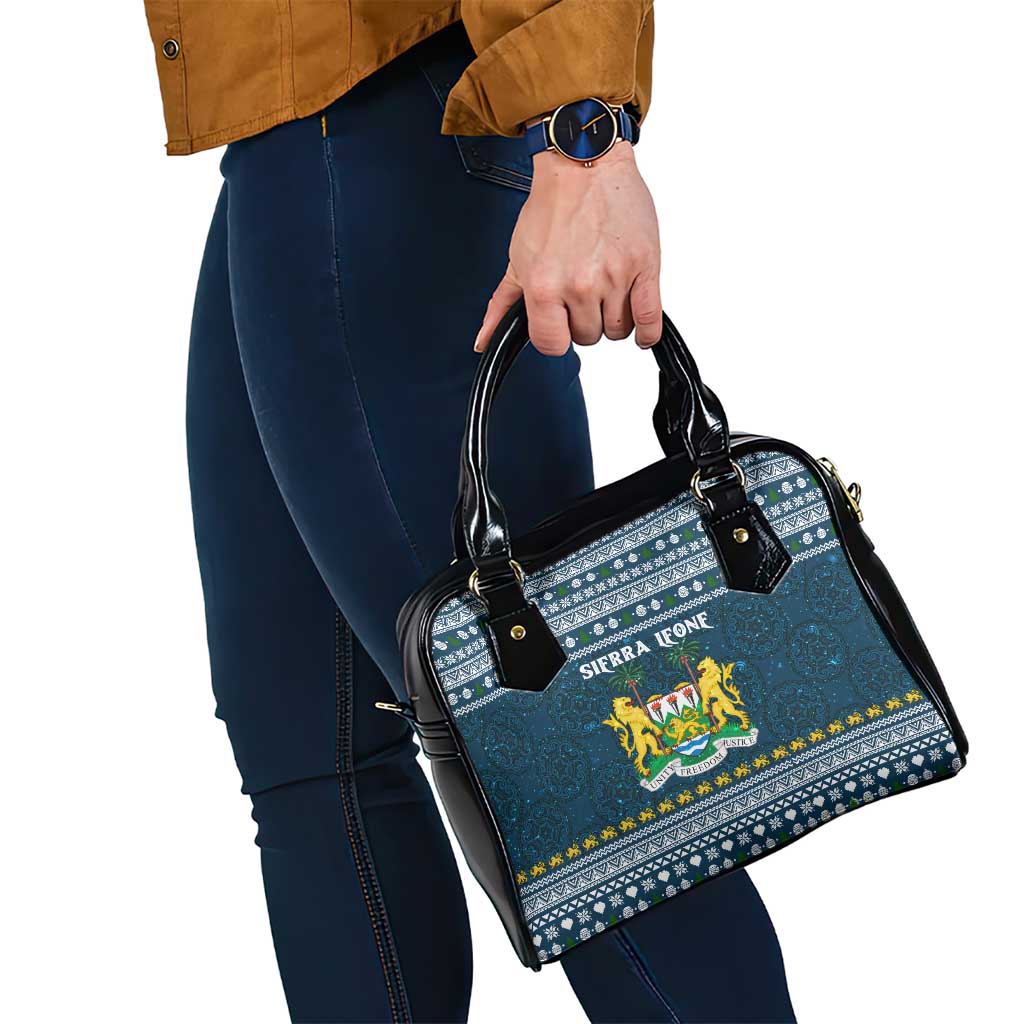 Sierra Leone Christmas Shoulder Handbag with Ornamental Pattern, National Coat of Arms, and Festive Motif - Wonder Print Shop