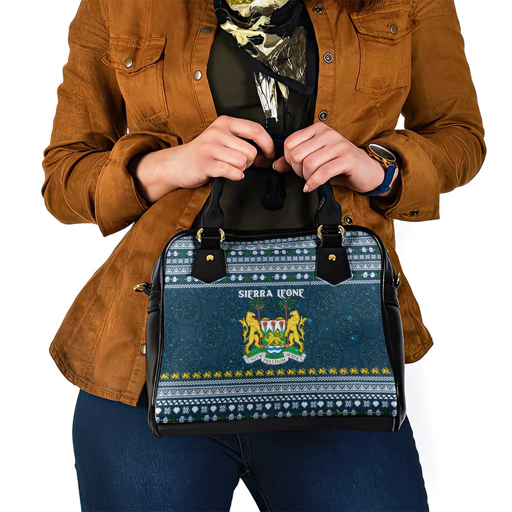Sierra Leone Christmas Shoulder Handbag with Ornamental Pattern, National Coat of Arms, and Festive Motif - Wonder Print Shop