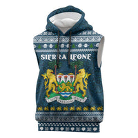 Sierra Leone Christmas Sleeveless Hoodie with Ornamental Pattern, National Coat of Arms, and Festive Motif - Wonder Print Shop