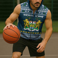 Sierra Leone Christmas Sleeveless Zip Hoodie with Ornamental Pattern, National Coat of Arms, and Festive Motif - Wonder Print Shop
