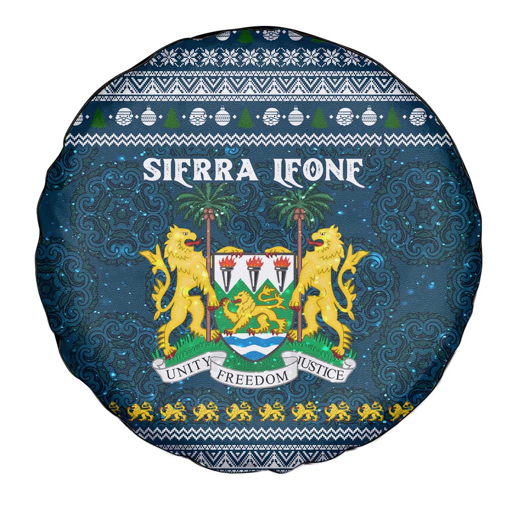 Sierra Leone Christmas Spare Tire Cover with Ornamental Pattern, National Coat of Arms, and Festive Motif - Wonder Print Shop