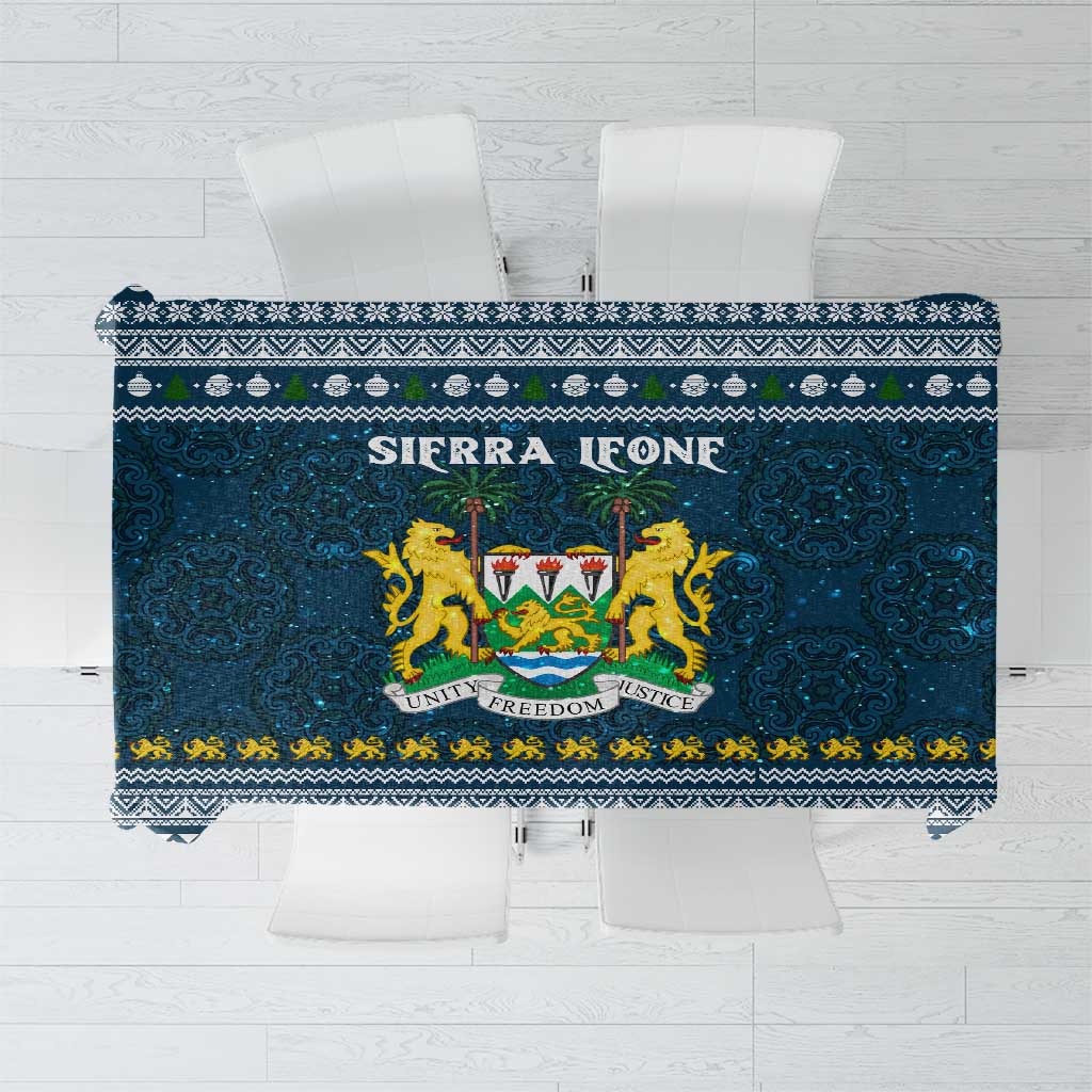Sierra Leone Christmas Tablecloth with Ornamental Pattern, National Coat of Arms, and Festive Motif - Wonder Print Shop