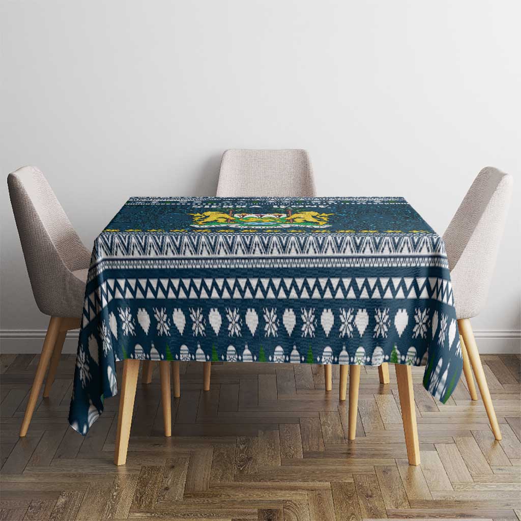 Sierra Leone Christmas Tablecloth with Ornamental Pattern, National Coat of Arms, and Festive Motif - Wonder Print Shop