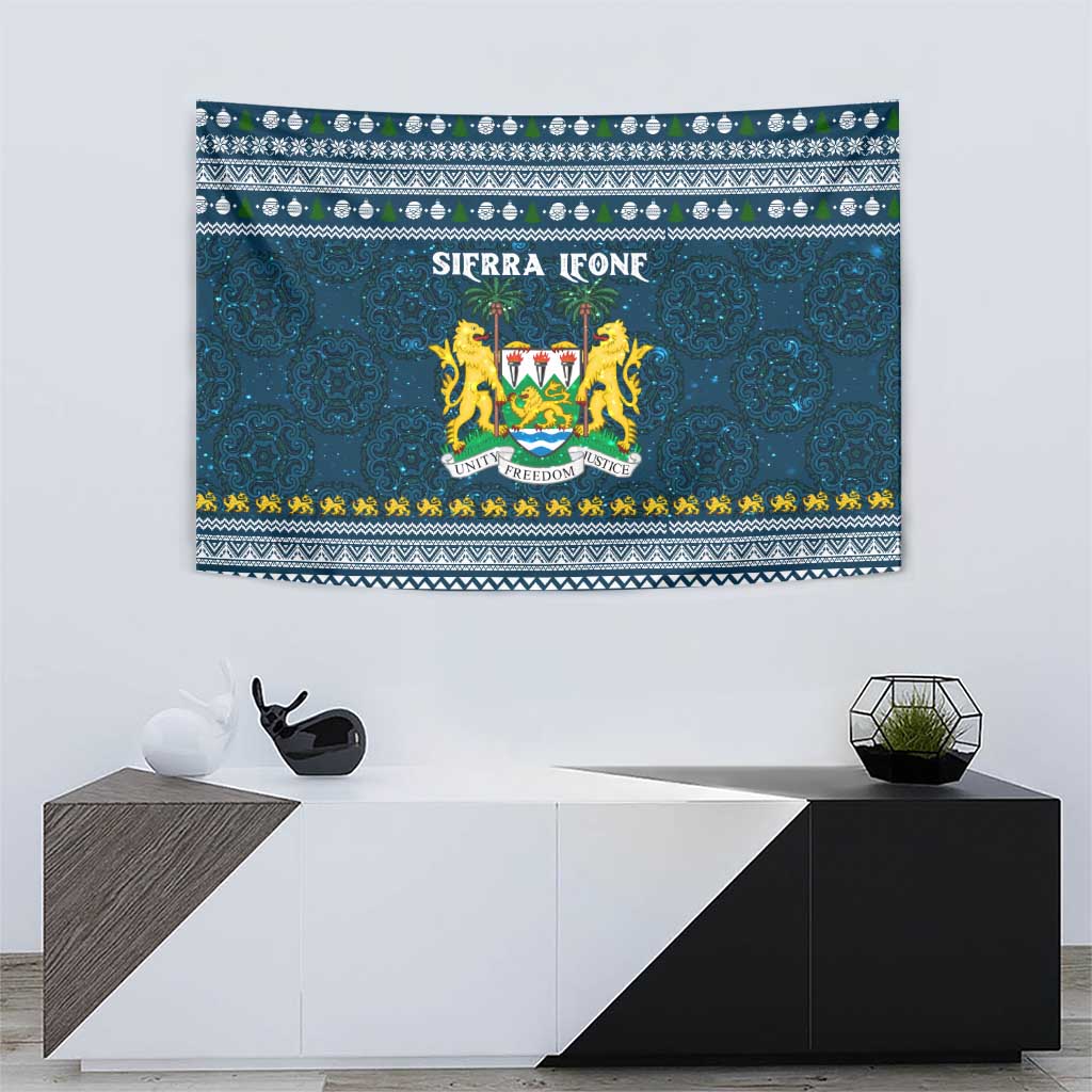 Sierra Leone Christmas Tapestry with Ornamental Pattern, National Coat of Arms, and Festive Motif - Wonder Print Shop