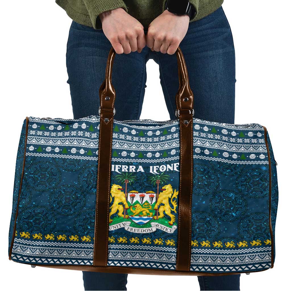 Sierra Leone Christmas Travel Bag with Ornamental Pattern, National Coat of Arms, and Festive Motif - Wonder Print Shop