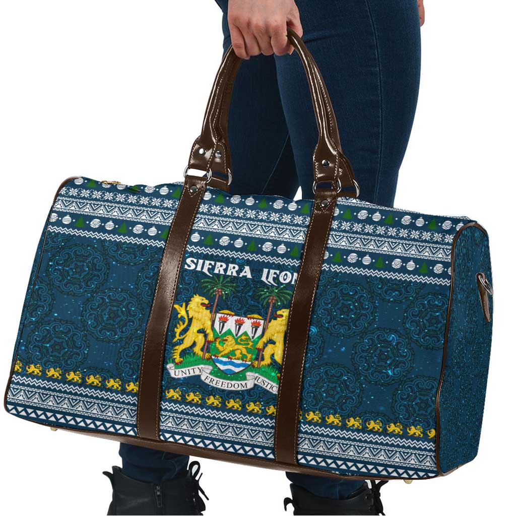 Sierra Leone Christmas Travel Bag with Ornamental Pattern, National Coat of Arms, and Festive Motif - Wonder Print Shop