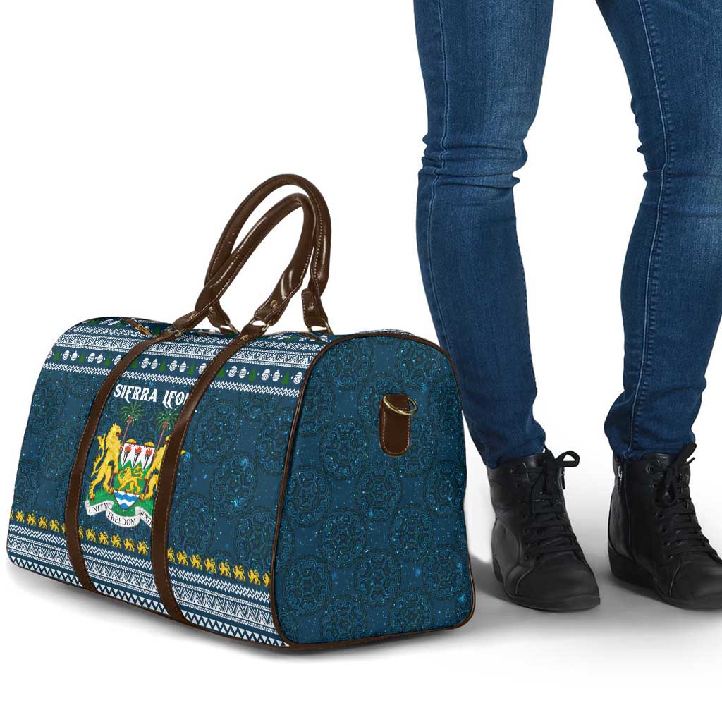 Sierra Leone Christmas Travel Bag with Ornamental Pattern, National Coat of Arms, and Festive Motif - Wonder Print Shop