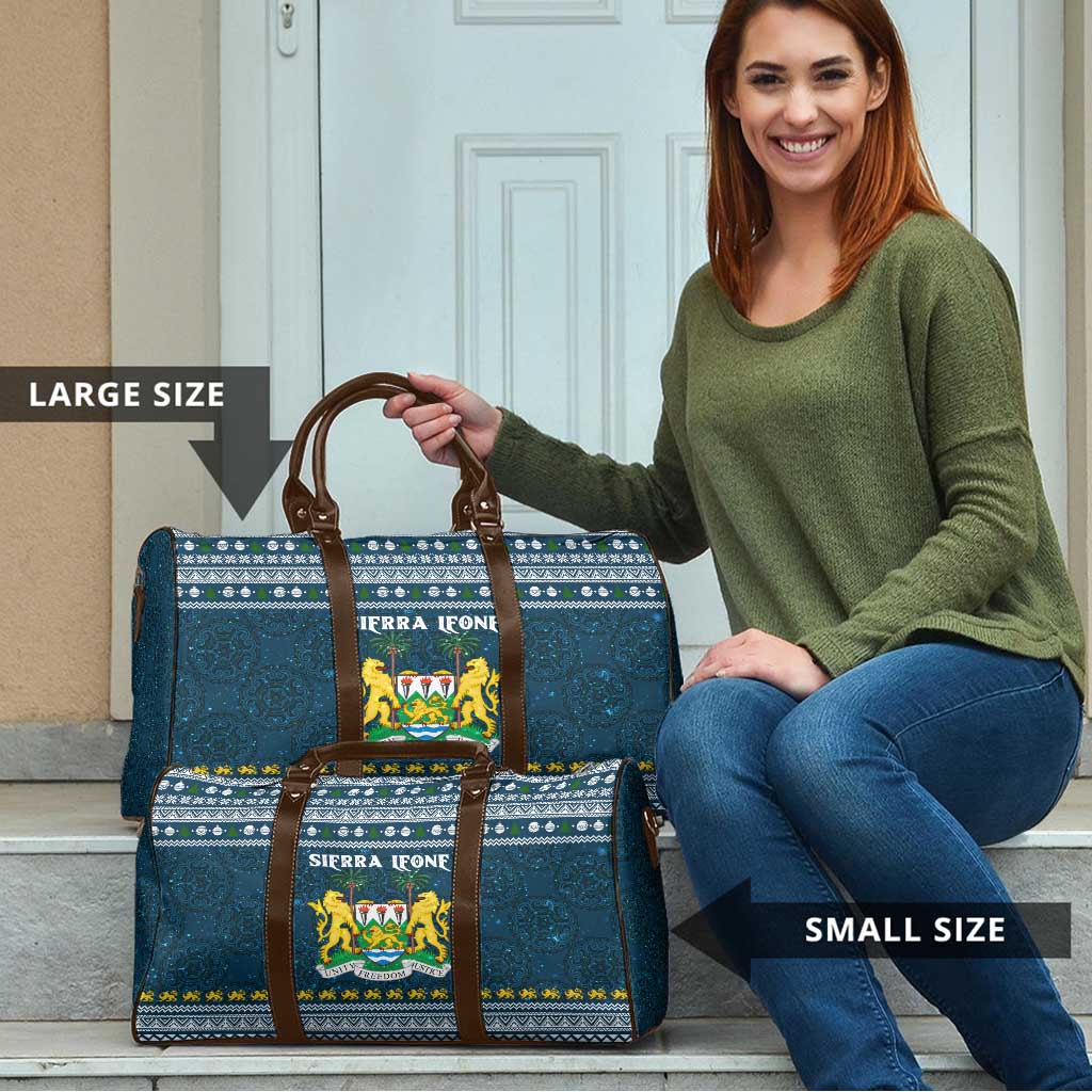 Sierra Leone Christmas Travel Bag with Ornamental Pattern, National Coat of Arms, and Festive Motif - Wonder Print Shop