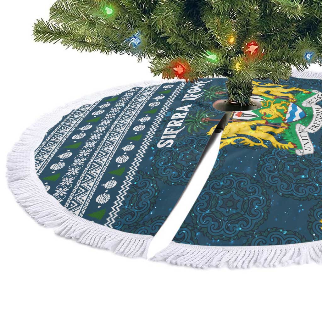 Sierra Leone Christmas Tree Skirt with Ornamental Pattern, National Coat of Arms, and Festive Motif - Wonder Print Shop