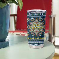 Sierra Leone Christmas Tumbler Cup with Ornamental Pattern, National Coat of Arms, and Festive Motif - Wonder Print Shop