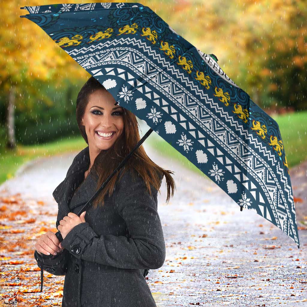 Sierra Leone Christmas Umbrella with Ornamental Pattern, National Coat of Arms, and Festive Motif - Wonder Print Shop