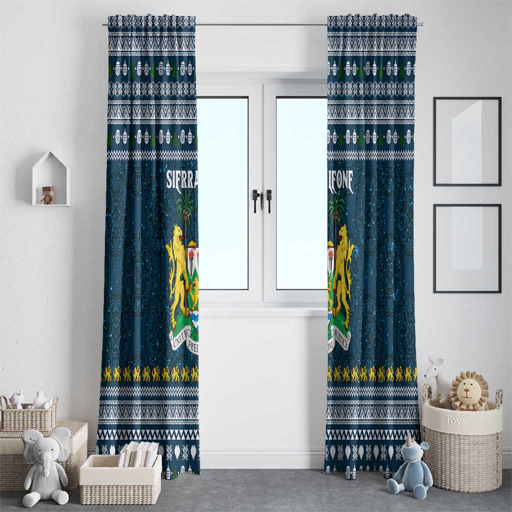 Sierra Leone Christmas Window Curtain with Ornamental Pattern, National Coat of Arms, and Festive Motif - Wonder Print Shop