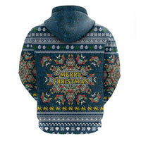 Sierra Leone Christmas Zip Hoodie with Ornamental Pattern, National Coat of Arms, and Festive Motif - Wonder Print Shop