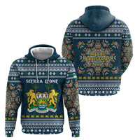 Sierra Leone Christmas Zip Hoodie with Ornamental Pattern, National Coat of Arms, and Festive Motif - Wonder Print Shop