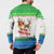 Sierra Leone Christmas Button Sweatshirt with Festive Green Pattern, Golden Lion Emblem, and Santa Sleigh Motif - Wonder Print Shop