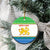 Sierra Leone Christmas Ceramic Ornament with Festive Green Pattern, Golden Lion Emblem, and Santa Sleigh Motif - Wonder Print Shop
