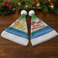Sierra Leone Christmas Santa Hat with Festive Green Pattern, Golden Lion Emblem, and Santa Sleigh Motif - Wonder Print Shop