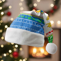 Sierra Leone Christmas Santa Hat with Festive Green Pattern, Golden Lion Emblem, and Santa Sleigh Motif - Wonder Print Shop