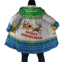 Sierra Leone Christmas Cloak with Festive Green Pattern, Golden Lion Emblem, and Santa Sleigh Motif - Wonder Print Shop
