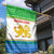 Sierra Leone Christmas Garden Flag with Festive Green Pattern, Golden Lion Emblem, and Santa Sleigh Motif - Wonder Print Shop
