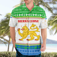 Sierra Leone Christmas Hawaiian Shirt with Festive Green Pattern, Golden Lion Emblem, and Santa Sleigh Motif - Wonder Print Shop
