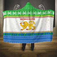 Sierra Leone Christmas Hooded Blanket with Festive Green Pattern, Golden Lion Emblem, and Santa Sleigh Motif - Wonder Print Shop