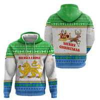 Sierra Leone Christmas Hoodie with Festive Green Pattern, Golden Lion Emblem, and Santa Sleigh Motif - Wonder Print Shop