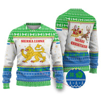 Sierra Leone Christmas Ugly Christmas Sweater with Festive Green Pattern, Golden Lion Emblem, and Santa Sleigh Motif - Wonder Print Shop