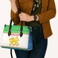 Sierra Leone Christmas Leather Bag with Festive Green Pattern, Golden Lion Emblem, and Santa Sleigh Motif - Wonder Print Shop