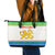 Sierra Leone Christmas Leather Tote Bag with Festive Green Pattern, Golden Lion Emblem, and Santa Sleigh Motif - Wonder Print Shop