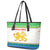 Sierra Leone Christmas Leather Tote Bag with Festive Green Pattern, Golden Lion Emblem, and Santa Sleigh Motif - Wonder Print Shop