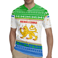Sierra Leone Christmas Rugby Jersey with Festive Green Pattern, Golden Lion Emblem, and Santa Sleigh Motif - Wonder Print Shop
