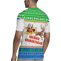 Sierra Leone Christmas Rugby Jersey with Festive Green Pattern, Golden Lion Emblem, and Santa Sleigh Motif - Wonder Print Shop